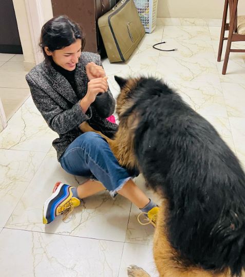 Sakshi Sharma with her pet dog
