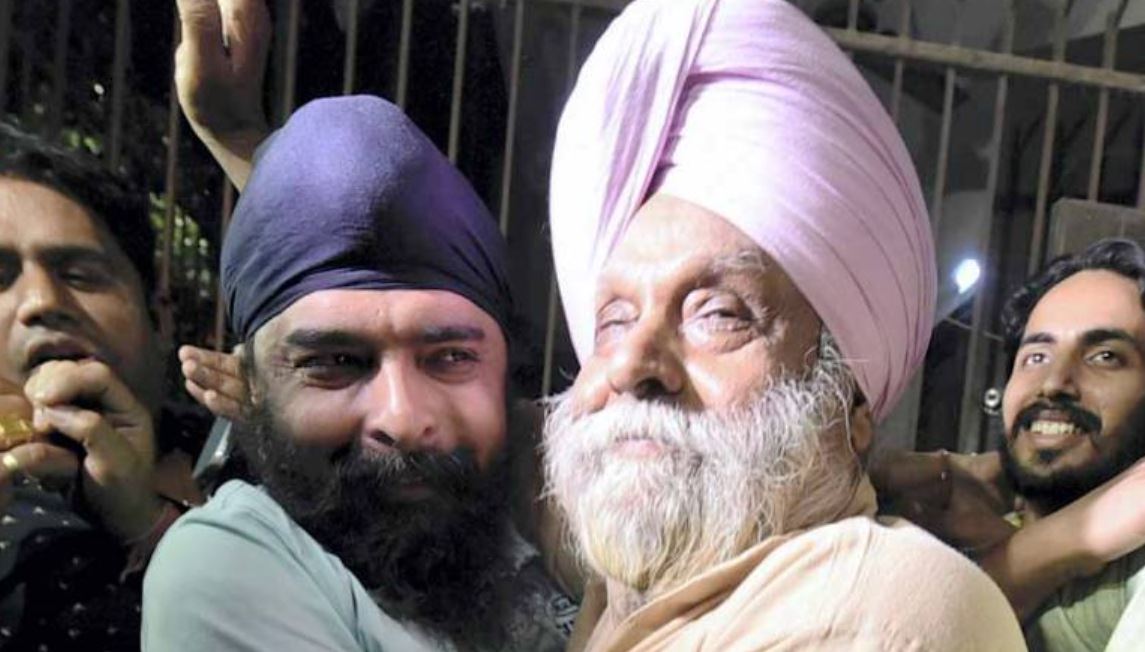 Tajinder Singh Bagga with his father, Preet Pal Singh
