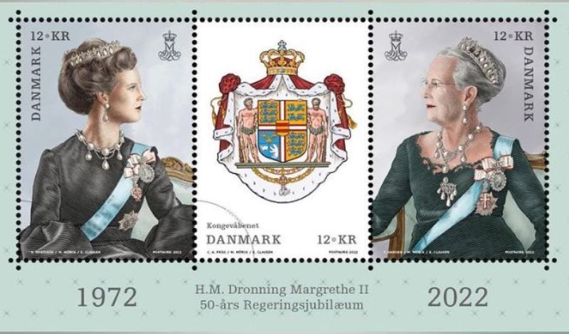 Three stamps released on the Golden Jubilee of Queen's rule on the throne in 2022
