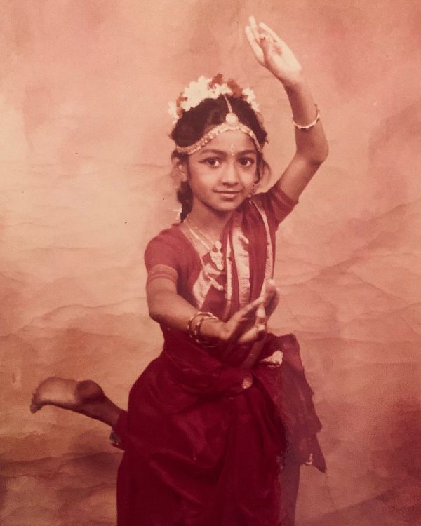 Vrushali performing Bharatanatyam for the first time in front of her parents