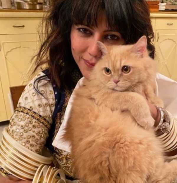 Warda Khan with her cat