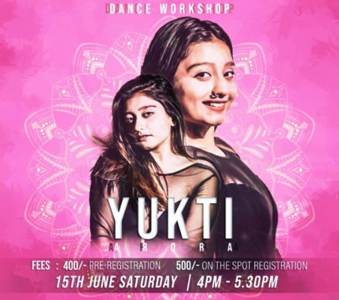 A poster from Yukti Arora's dance workshop