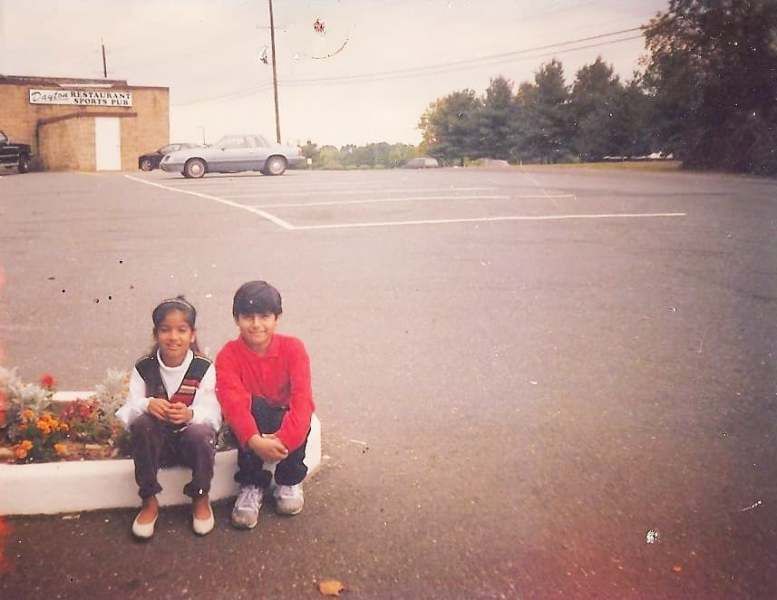A childhood picture of Omkar Kapoor with one of his friends, while he was touring the United States