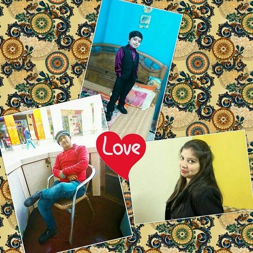 A collage of Samarth Chauhan and his parents' pictures