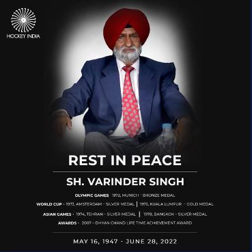 A post made by Hockey India in remembrance of Varinder Singh
