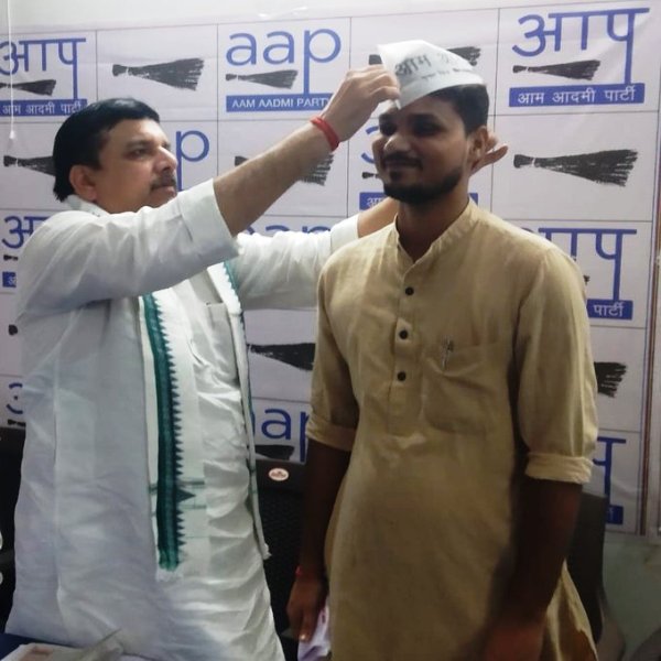 Abhay Sharma during his joining of the Aam Aadmi Party