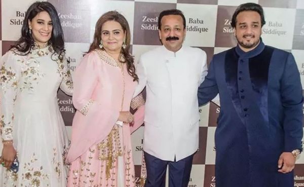 Baba Siddique with his wife and children