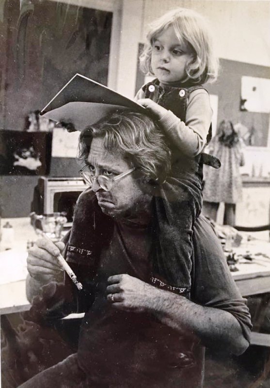 Childhood picture of Daisy Rockwell with her father