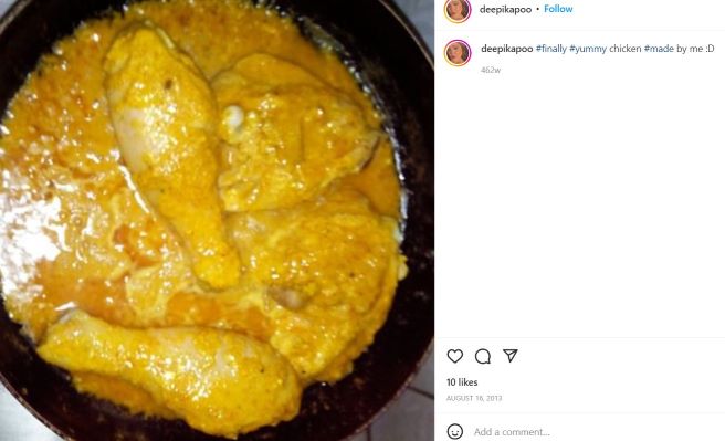 Deepika Khanna featuring her food habit on one of her social media