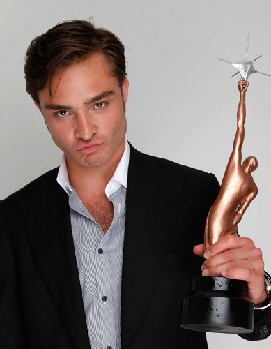 Ed Westwick with his award