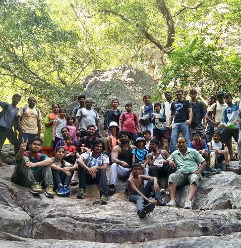 Giridharan while trekking with his friends