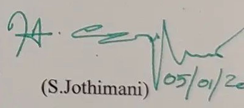 Jothimani's signature