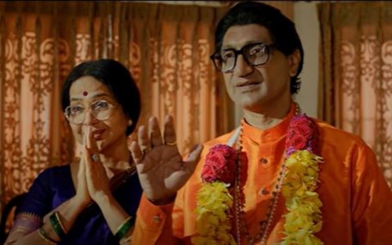 Makarand in a still from the Marathi film 'Dharmaveer' (2022)