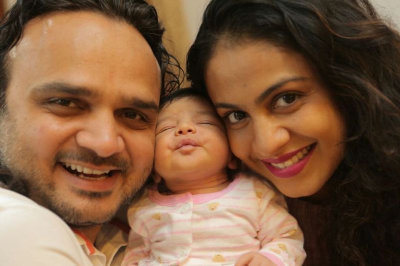 Manasi Parekh with her husband and daughter, Nirvi Gohil