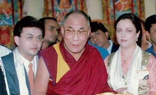 Mandakini and her husband with the 14th Dalai Lama