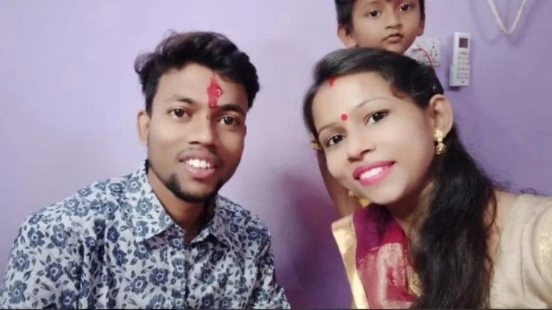Manoj Dey with his sister