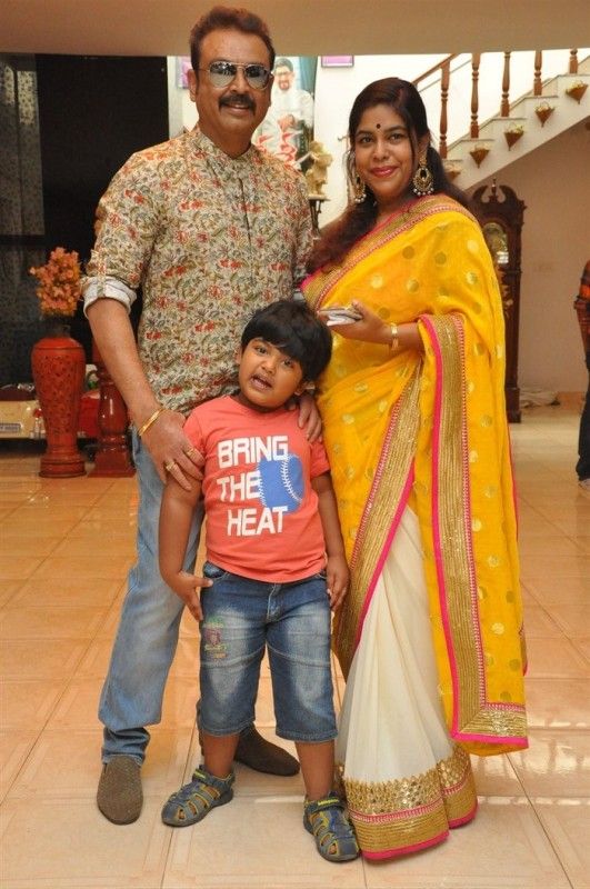 Naresh babu with his second wife, Ramya Raghupathi, and son Ranveer
