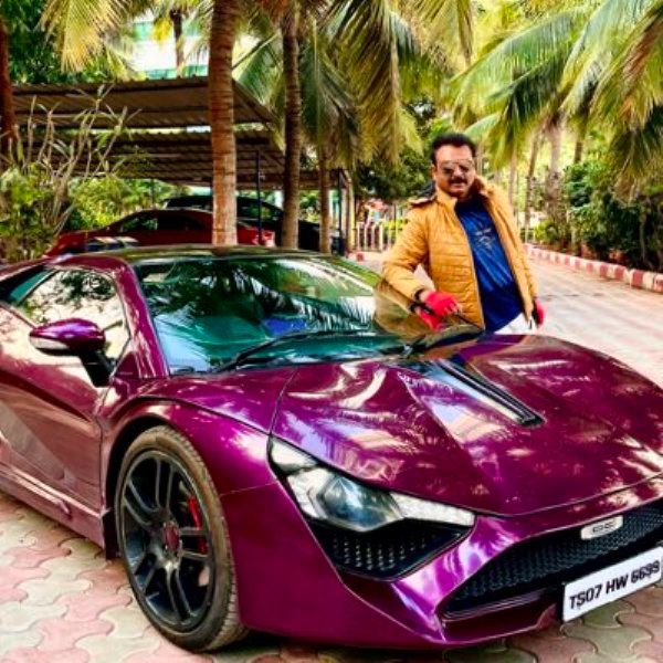 Naresh Babu with his sports car, DC Avanti
