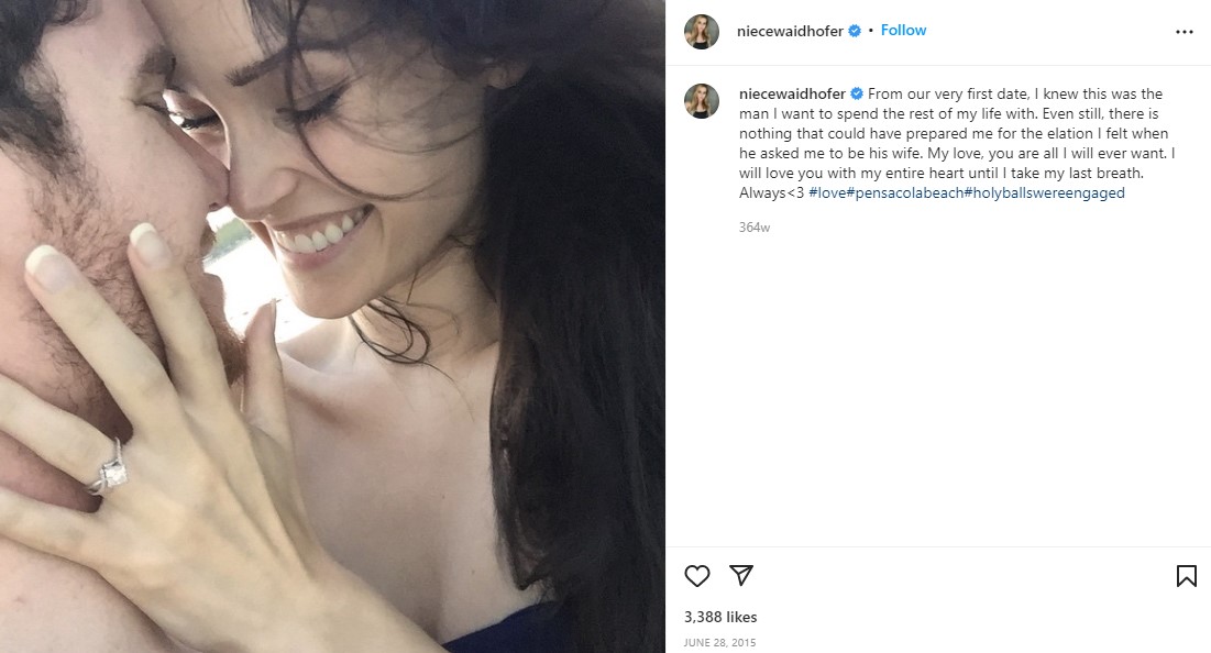 Niece Waidhofer's Instagram post about her engagement