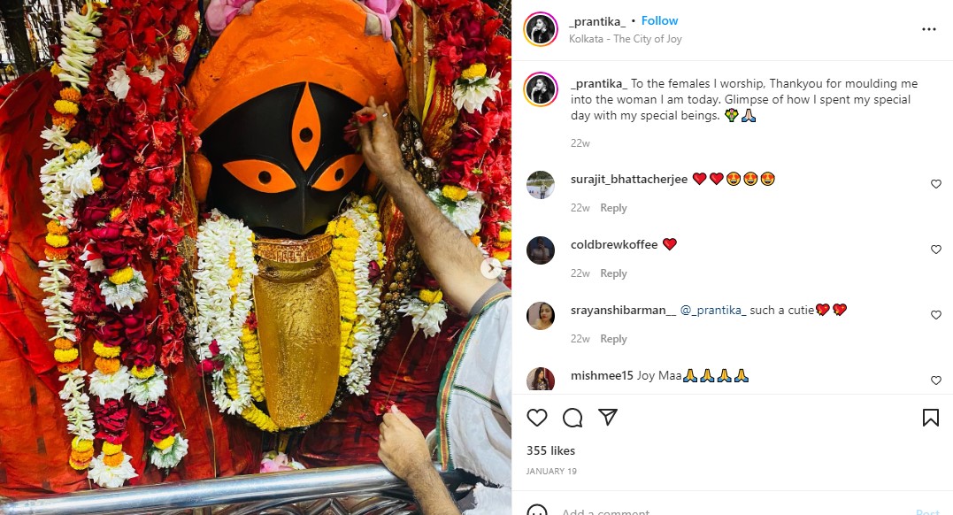 Prantika Das' Instagram post about her religious values