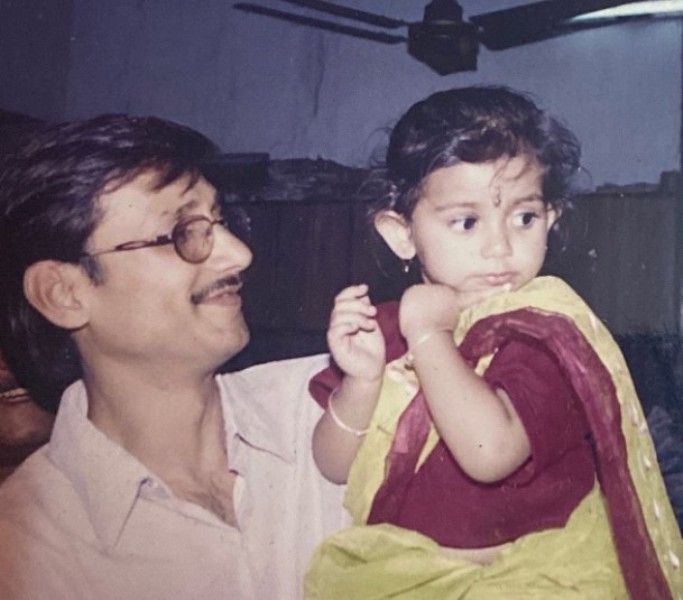 Prantika Das as a child with her father