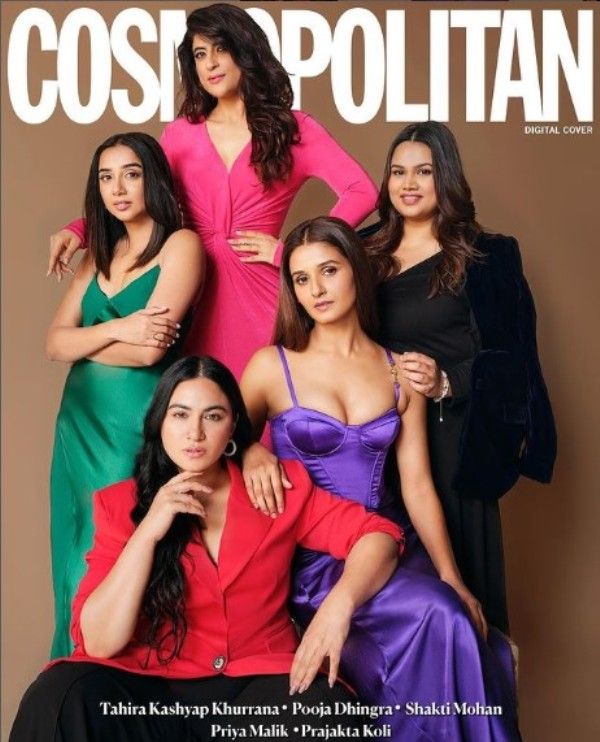 Priya Malik (in the red dress) on the cover of Cosmopolitan magazine