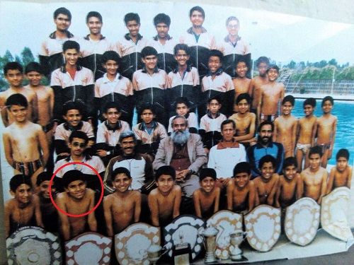 Randeep Hooda with his school swimming team