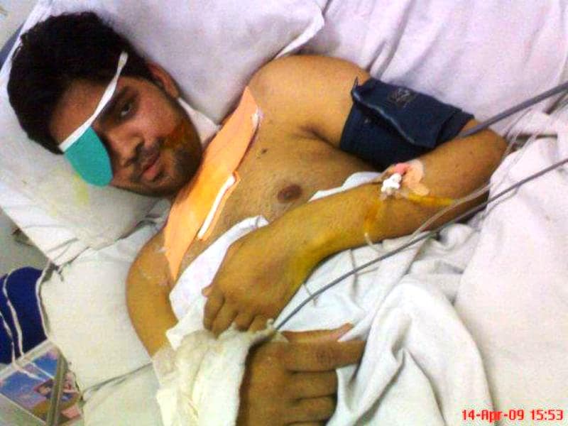 Rinkoo Rahee in a hospital after the attack
