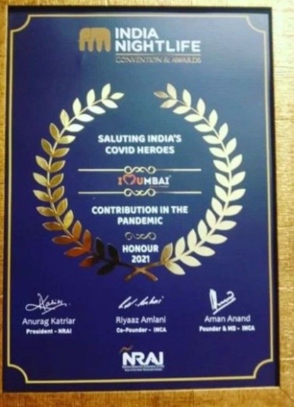 Rrahul Narain Kanal receives honor by India Nightlife Convention and Awards