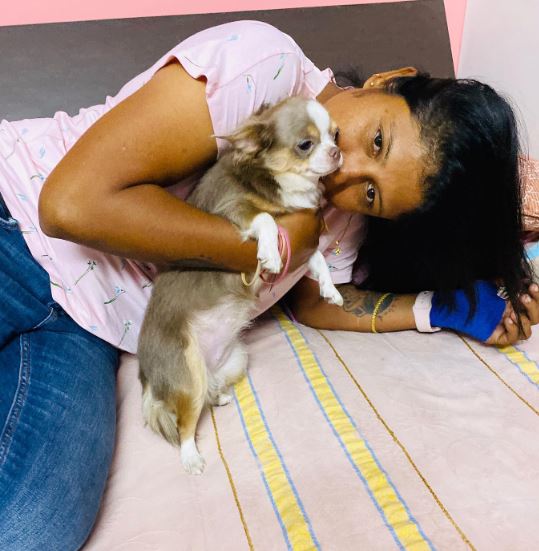 Rumeli Dhar with her pet dog, Coco