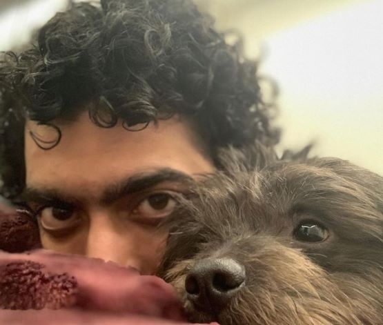 Sahil Mehta with his pet dog