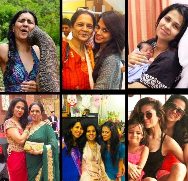 A Collage of Sana Saeed with her sisters