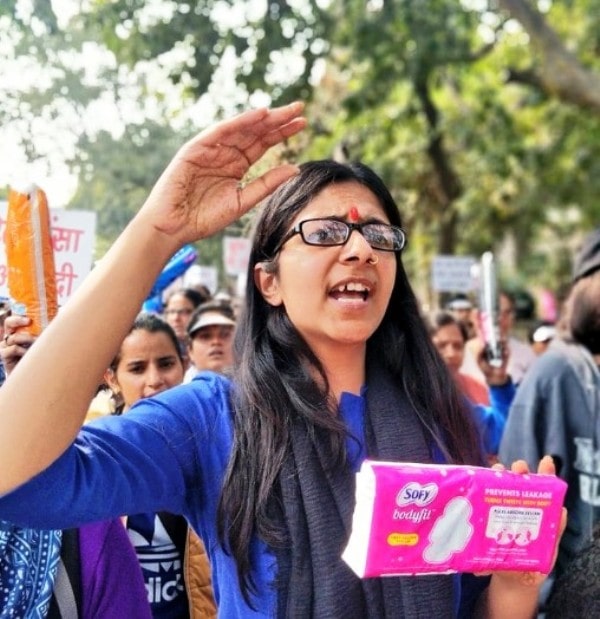 Swati Maliwal leading the menstrual cycle awareness campaign