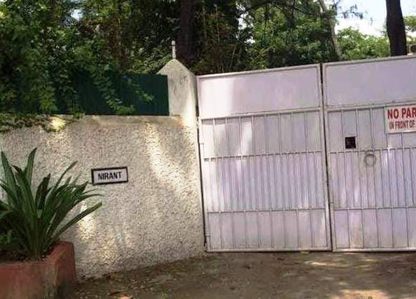The main gate of Javed Anand's bungalow Nirant