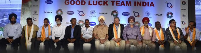 Varinder Singh fourth from right with other members of the Indian Mens Hockey team which won the 1975 Hockey World Cup