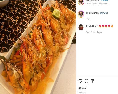 An Instagram post of Abhishek Ray featuring his food habit