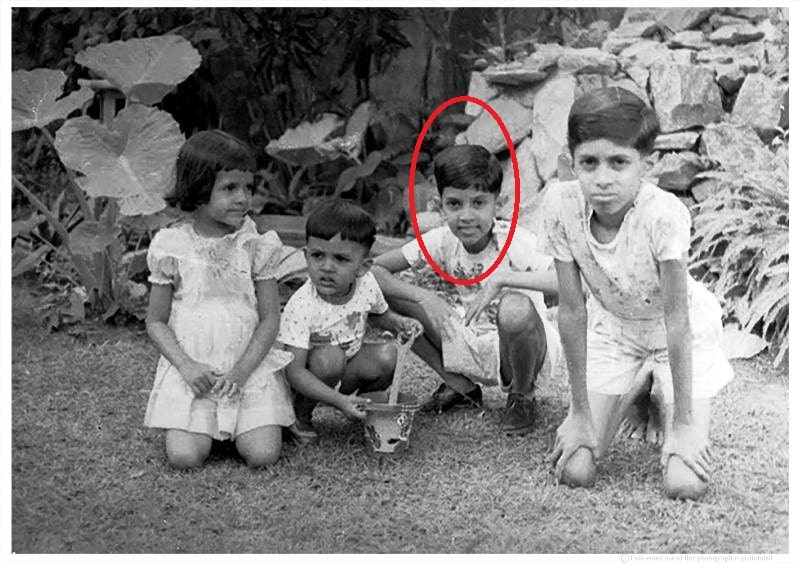 A childhood image of Ranil Wickremesinghe with his siblings