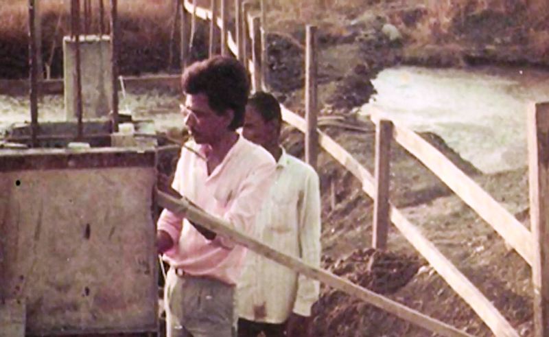 A picture of Chandrashekhar Guruji working as a civil engineer