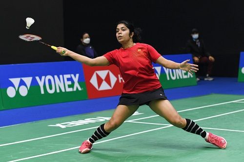 Aakarshi Kashyap playing in her match