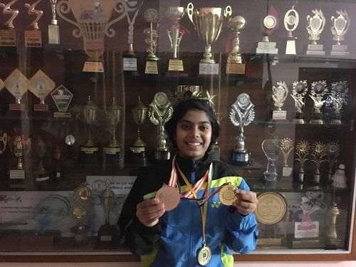 Aakarshi Kashyap with her medals and trophies