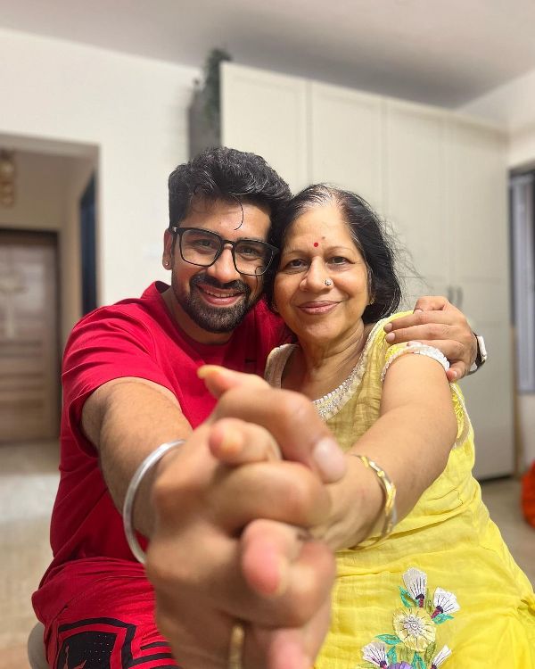 Aashish Mehrotra with his mother