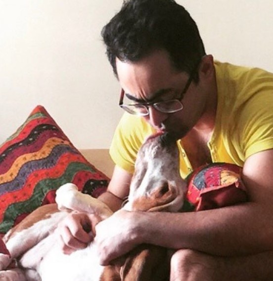 Abhishek Ray with his pet dog Hippie