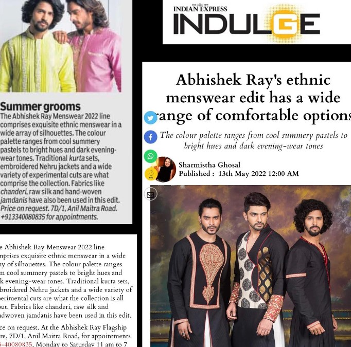 Abhishek Ray's clothing collection endorsed in a magazine by Indian models