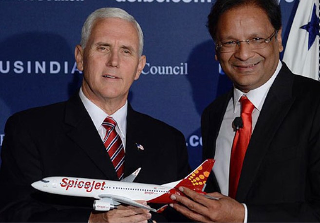 Ajay Singh posing with the US Vice Prisident Pence in 2017