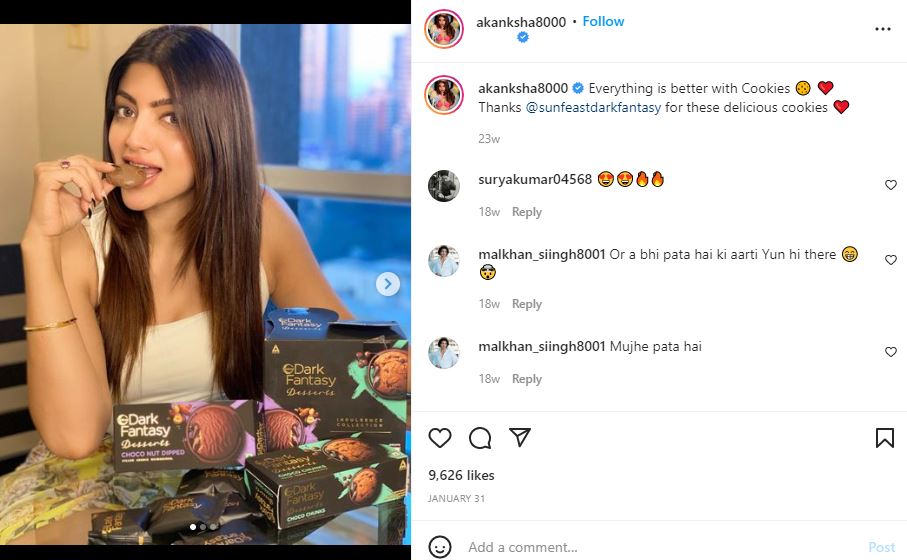 Akanksha Puri promoting Dark Fantasy on Instagram