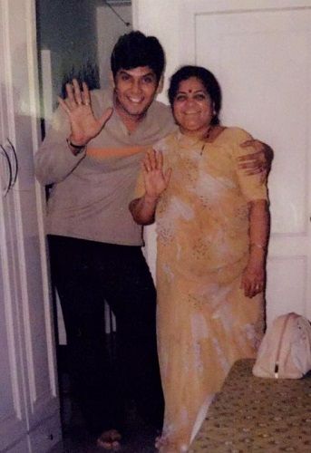 Amar Upadhyay with his mother