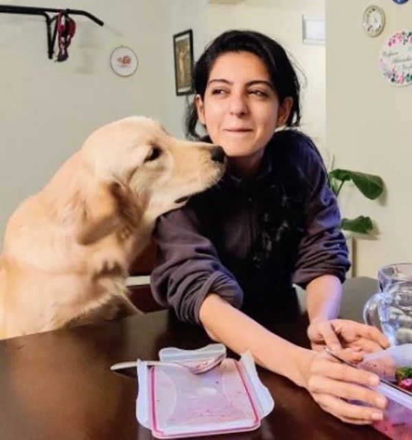 Amita Prakash with her pet dog