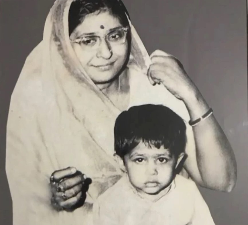 Ashish Chauhan as a child with his mother