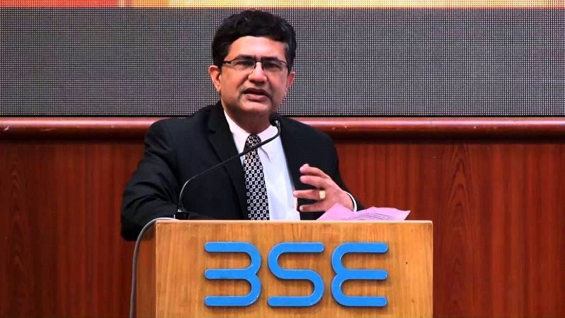 Ashish Chauhan delivering a speech at BSE