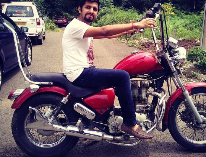 Cheitan Sharma with his bike